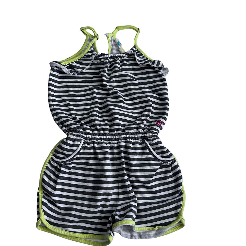 Roxy Girls Gray Striped Romper - Size 6X - Cute & Comfy!